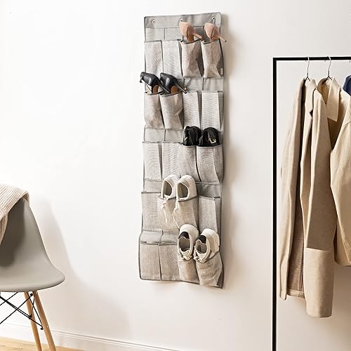 Navaris Rangement à Suspendre - Organisateur Suspendu Tissu avec 20x Compartiment - Rangement avec Poches pour Chaussures Jouet Peluche Accessoire - Nail Gallerys