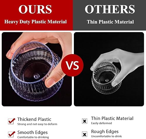 Lot de 6 verres à vin en plastique incassables, sans pied, en plastique nervuré, pour origami, réutilisable, intérieur et extérieur, pour pique-nique, camping, whisky, cocktail, 414 ml - Nail Gallerys