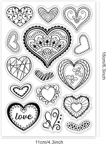 PandaHall Timbres clairs de Coeur, Tampons en Silicone Mots d'amour Coeurs d'amour Saint Valentin tampons en Caoutchouc Tampons en Plastique PVC Transparent pour Scrapbooking Cartes - Nail Gallerys