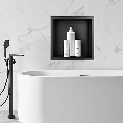 euroharry Niche murale en acier inoxydable 304 argentée, 60 x 30 x 10 cm, pour le rangement de salle de bain, pas de carrelage nécessaire, douche encastrée, surmontage - Nail Gallerys