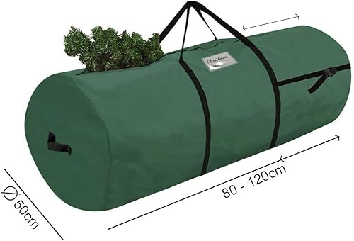 Sac de Rangement pour Sapin de Noël Contenir 80-120 cm Taille Variable Résistant à la Déchirure avec Poignée, Double Fermeture à Glissière -Rond Vert [125] - Nail Gallerys