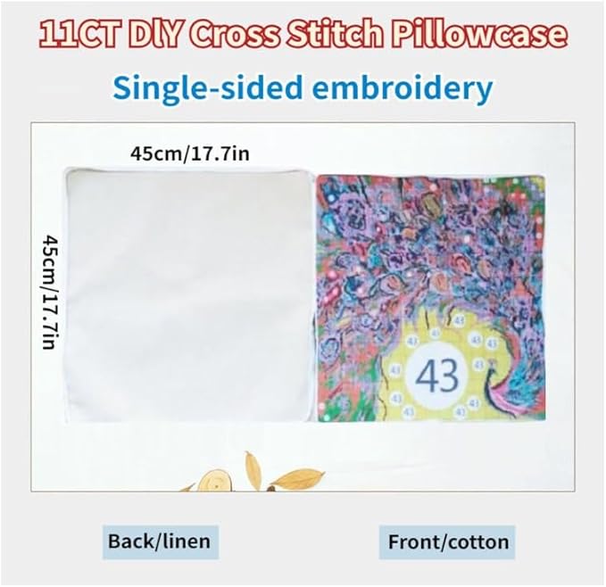AMBATTERY Kit Coussin Au Point De Croix, Papillons et fleurs bleus Coussin Décoratif Brodé 45X45cm Coussin Brodé avec Fil et Aiguille à Broder Kit De Broderie Au Point De Croix Pré-Imprimé - Nail Gallerys