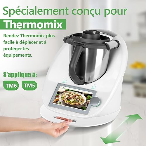 Charmofun Planche Coulissante pour Thermomix TM6/TM5, Planche Support Thermomix avec Roues Universelles et Poignée, Stable et Facile à Déplacer, Planche à Glisser pour Thermomix en Acrylique (Blanc) - Nail Gallerys