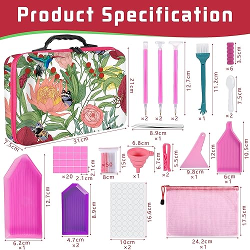 FAMKEEP Boite Diamond Painting Rangement, 168 Articles Boîte de Rangement Diamant,70 Emplacements Diamond Painting Accessoires Boite de Rangement avec Outils,Diamant Broderie Box,pour DIY Craft - Nail Gallerys