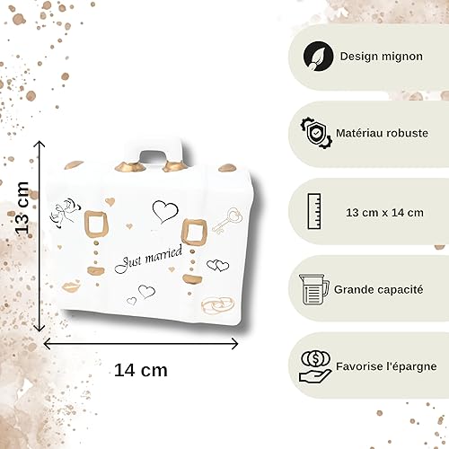 damaloo Tirelire de mariage - Caisse de mariage - Cadeau d'argent de mariage - Tirelire - Cadeau d'argent de mariage - Remplisseur de souhaits - Boîte d'épargne d'argent - Cochon de don pour adultes - Nail Gallerys