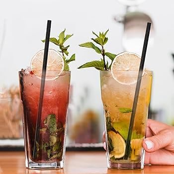Petites pailles en papier noir pour cocktail, café et boissons - 14,5 cm x 0,7 cm, 250 pièces - 100% biodégradable et compostable - Nail Gallerys