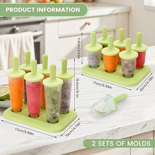 Lot de 12 Moules à Glace，moule glace，glace maison，moule glace bebe，popsicle moules réutilisable，Moules à popsicle avec poignées - Nail Gallerys