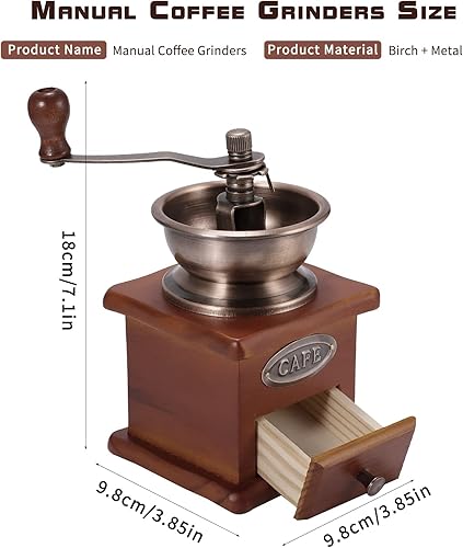 Moulin à grains de café, moulin à café manuel rétro marron avec manivelle, moulin à café portable au design antique, moulin à expresso en acier inoxydable pour cuisine, bureau, camping, voyage - Nail Gallerys