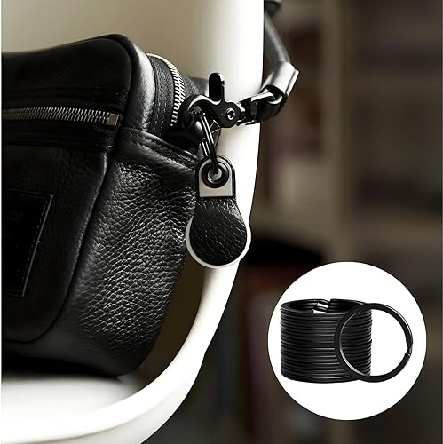 Lot de 50 anneaux porte-clés en acier inoxydable - Noir - 20 mm, 25 mm, 30 mm, 35 mm - Pour clés de voiture, bijoux, bricolage, maison - Nail Gallerys