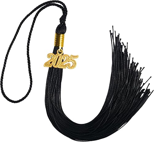 GraduationMall Pompon de graduation avec charme de l'année 2025 Diplomé Glands 23cm Noir - Nail Gallerys