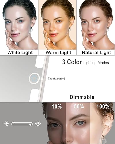 Miroir de maquillage lumineux rechargeable avec grossissement x10, miroir de courtoisie compact et pliable avec lumières, 78 LED, 3 modes d'éclairage de couleur, miroir de beauté de table pour voyage - Nail Gallerys