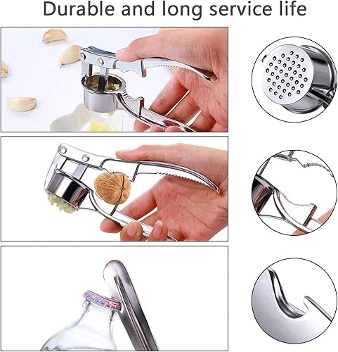 Presse-ail en acier inoxydable - Presse-ail et gingembre sans effort (pas besoin de peler) - Pratique et facile à nettoyer - Argenté - Nail Gallerys