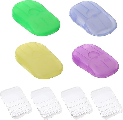 DHWEKU Savon en Papier jetable,4x boîtes (80 feuilles au total) de feuilles de savon, savon jetable portable voyage， Feuilles de Savon pour Les Mains, Feuille de Savon Nomade,4 Couleurs - Nail Gallerys