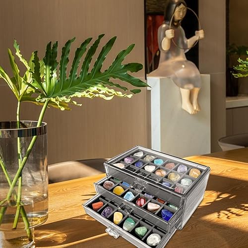 Écrin de Présentation pour Gemmes | Boîte de Collection en Acrylique Transparent | Organiseur de Stockage 54 Cases pour Minéraux Coquillages Fossiles Figurines Idées Cadeaux - Nail Gallerys