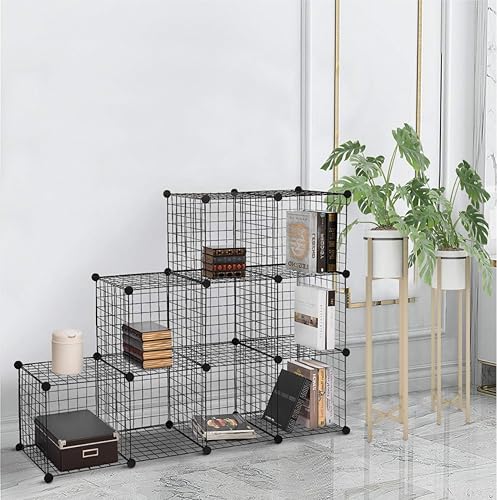 WOLTU Étagère Cube en Grille étagère Conception DIY pour Rangement Armoire de penderie métallique Noir 9 Compartiments SR0124sz - Nail Gallerys