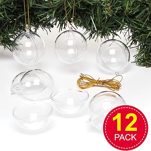 Baker Ross Boules de Noël tranparentes à décorer (Lot de 12) - Plastique - Matériel créatif pour Enfants et Adultes EX2323 - Nail Gallerys