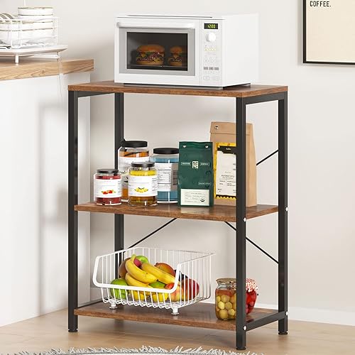 SogesHome Étagère de Cuisine 3 Niveaux Meuble Micro-Ondes Desserte Rangement de Cuisine Support Robuste pour Cuisine, 60 x 30 x 75 cm - Nail Gallerys