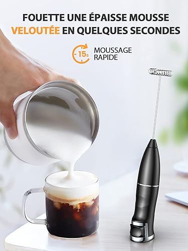 Mohard Mousseur à Lait Électrique, Rechargeable USB-C Mousseur de Lait Automatiques, Vitesse Infiniment Variable pour Latte/Cappuccino/Café à L'épreuve Des Balles/Frappe/Chocolat Chaud/Matcha - Nail Gallerys