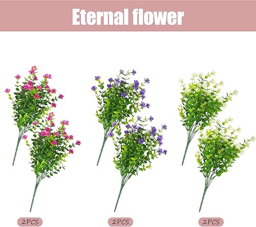 Phlognfy 6 Bottes De Fleurs Artificielles, Artificielles Fausses Fleurs DéCoration, Fleurs Eucalyptus DéCor, Uv RéSistantes Aux IntempéRies, Pour IntéRieur ExtéRieur Balcon Jardin BalconnièRe DéCor - Nail Gallerys