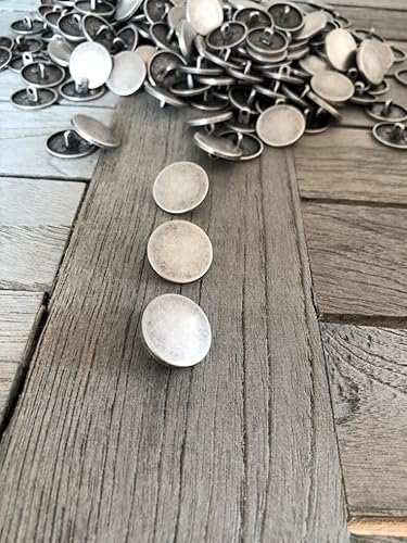 Lot de 10 boutons à œillets plats en métal argenté mat 10 mm, 15 mm, 18 mm, 20 mm, 22 mm ou 25 mm (25 mm) - Nail Gallerys