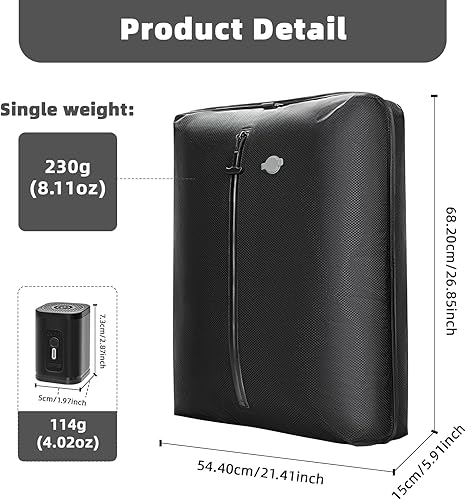 Luvan Sac de compression à vide de voyage professionnel avec pompe sans fil, IP67 réutilisable, idéal pour valises et sacs à dos, léger et durable (2 sac + pompe) - Nail Gallerys