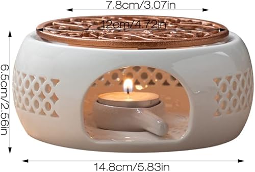 Théière Réchauffeur, Xpsirny Porcelaine Classique Théière Réchauffeur Chauffe-Thé avec Cuillère et Tapis de Poêle, Photophore Chauffe-Théières - Nail Gallerys