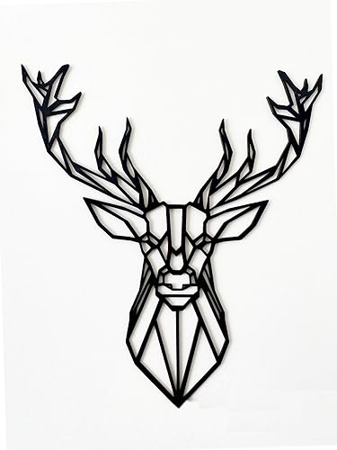 Pet-Jos Grand cerf - Décoration murale - En bois - 70 à 100 cm - Motif : têtes de cerf - Décoration murale minimaliste géométrique - 70 cm - Nail Gallerys