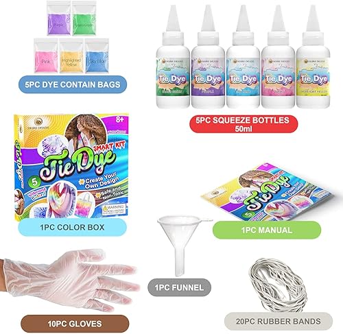 Desire Deluxe Kit de Teinture Tissu - Lot de 9 couleurs, Set d’Encre Tie Dye Kit pour Teinture Tissu et Vêtements - Activité Créative, Artistique et Ludique pour les Enfants et les Adultes - Nail Gallerys