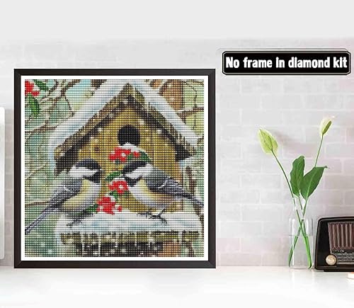 Bimkole 5D Diamond Painting DIY Kits Nid D'Oiseau Hiver, Animal Broderie Diamant Kits De Broderie Au Point De Croix Strass Rond Résine Peinture Décor à La Maison 30X30 cm - Nail Gallerys