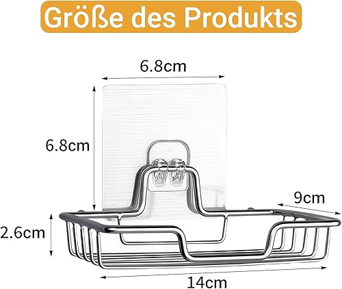Lot de 2 porte-savon sans perçage en acier inoxydable - Porte-savon mural pour douche, éponge, salle de bain, cuisine - Nail Gallerys
