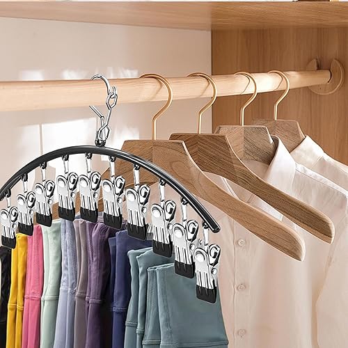 Cintres de pantalon en métal, cintres de pantalon avec 10 clips | Cintres en acier inoxydable | Cintres portables pour présentoirs de leggings avec jupe derrière la porte pour porte, stend - Nail Gallerys