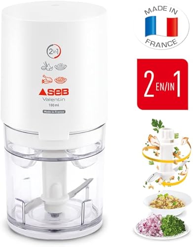 Seb Mini hachoir, Hacher, Ciseler tous les types d'ingrédients, Capacité utile 50 g, Utilisation facile par simple pression, Fabriqué en France, Valentin 855308 - Nail Gallerys