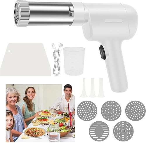 Handheld Electric Pasta Maker,Portable Automatic Pasta Maker, Homemade Spaghetti Maker,Automatic Noodle Press Machine, with 5 Interchangeable Noodle Making Molds - Nail Gallerys