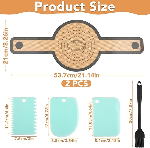 Lot de 2 Tapis de Cuisson en Silicone Réutilisables pour Dutch Oven Élingue à Pain Antiadhésif avec Longues Poignées Découpe-Pâte Pinceau de Cuisson Facile à Nettoyer Parfait pour Transvaser la Pâte - Nail Gallerys