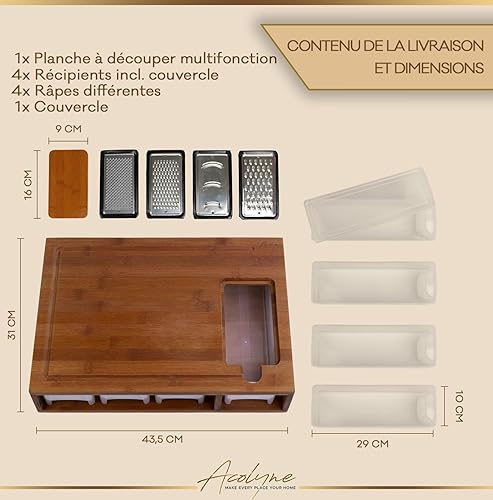 Acolyne® XXL planche découper à decoupe cuisine bois en bambou avec accessoires frankfurter brett de travail a accessoirisé découpé ipad planches place chopping board bac table récupération - Nail Gallerys