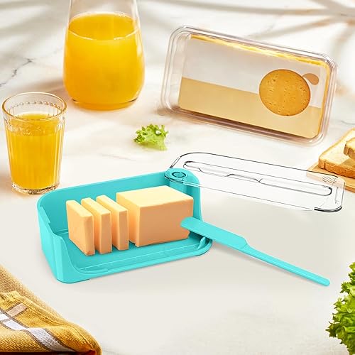 Beurrier en Plastique Style Occidental, Boîte à Beurre Hermétique avec Couvercle Transparent, Pieds Antidérapants & Couteau Inclus, Beurrier Plastique Pour Frigo, Fromage, Collations - Blanc - Nail Gallerys
