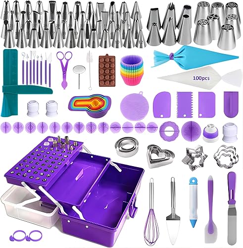 Kit Patisserie Accessoire, Malette Patisserie Accessoires Professionnel, 232pcs Fournitures de Décoration de Gâteaux Boîte de Rangement Pliable à Trois Couches - Nail Gallerys