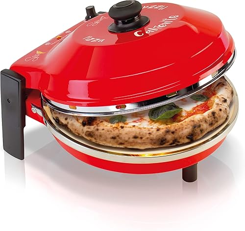 SPICE - Four à pizza calibrée avec pierre réfractaire 32 cm 400 degrés Résistance circulaire + 2 palettes, acier inoxydable + recettes rustiques dentelle - Nail Gallerys