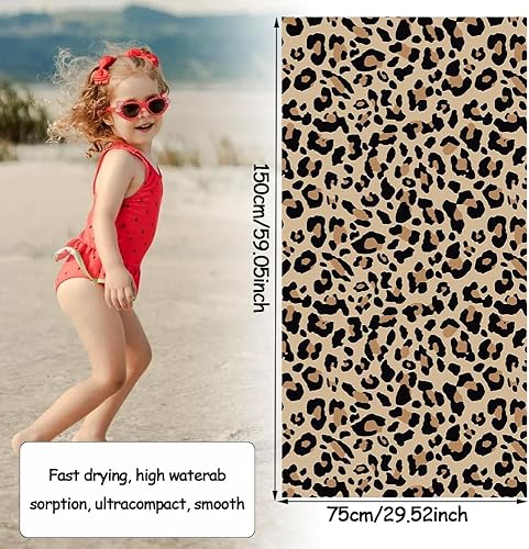Imprimé Animal Serviettes De Plage, Serviette De Plage à Imprimé Léopard, Microfibre Anti Sable Couverture De Voyage à Séchage Rapide Super Absorbant Légère Portable Pour Plage Natation, 75*150cm - Nail Gallerys