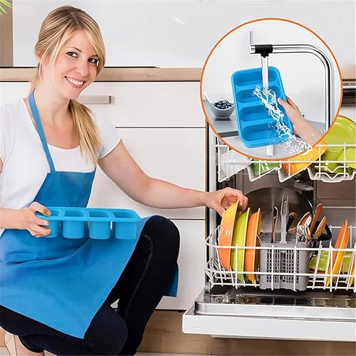 LKJYBG Bac à congélation en silicone à 4 cellules avec couvercle - 4 cubes - Congélateur avec couvercle - Boîte d'emballage pour soupe, café, sauce ou bu, vert - Nail Gallerys