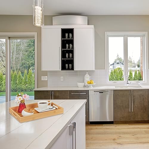 Relaxdays Plateau en Bambou, HxLxP : 5x34,5x25 cm, Tablette Service avec poignées, Bord élevé, rectangulaire, Nature - Nail Gallerys