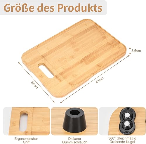 Nisorpa Planche à roulettes pour robot de cuisine - 41 x 30 cm - En bambou - Avec poignées - Roulettes et pieds en caoutchouc au sol - Pour la maison et la cuisine - Nail Gallerys