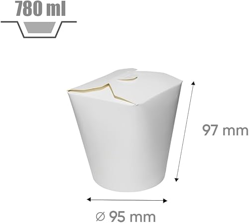 50 Pots à Pâtes en Carton Blanc 780 ml – Contenants Alimentaires Hermétiques, Idéaux pour Pâtes, Nouilles, Plats à Emporter - Nail Gallerys