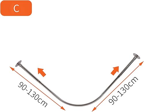 APHTOCF Barre De Douche en Forme De L en 304 Acier Inoxydable, Tringle Rideau Angle Extensible, pour Salle De Bains, Magasin De Vêtements, Maison, Hôtel(Size:C 90-130cm x 90-130cm,Color:Argent) - Nail Gallerys