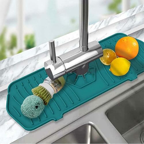 PLABBDPL Tapis de Robinet en Silicone, Tapis Absorbant pour Robinet de Cuisine Evier, Plateau anti-gouttes pour Poignée de Robinet, Attrape-éclaboussures de Robinet Comptoir pour Cuisine Salle de Bain - Nail Gallerys