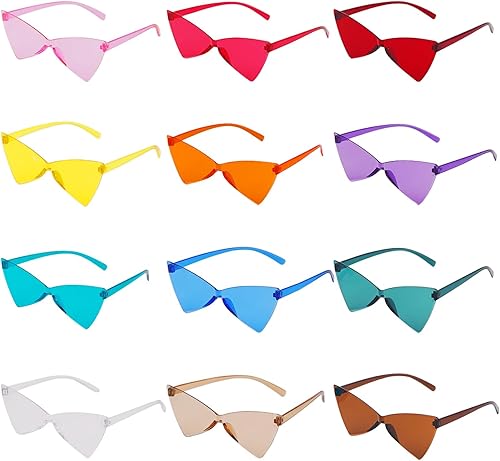 Vookkp 12 Paires Lunettes de Fête Sans Bord, Hippie Lunettes de Soleil Couleur Bonbon Rétro Transparentes pour FêTe D'Anniversaire, Carnaval, Noël & Accessoires de Party - Nail Gallerys