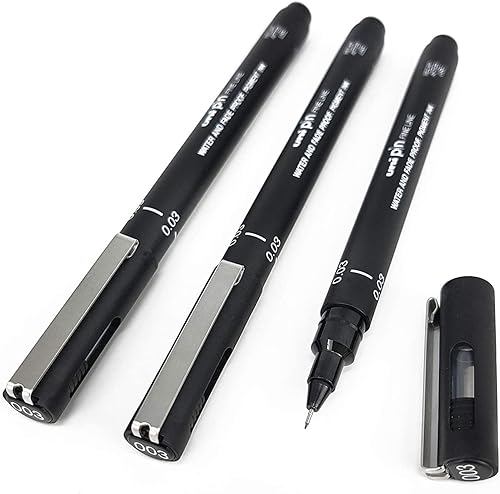 Uni Pin Fineliner Drawing Pen - Black - 0.03mm - Pack of 3 - Nail Gallerys