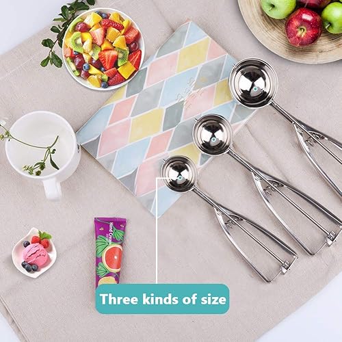 Cuillère à Glace,3 Packs Boules Cuillère à Crème Glacée Réutilisable Ice Cream Scoop en Acier 304 Inoxydable avec Renforcer Cuillères Sphériques pour Cookies Servir Glace Sorbets - Nail Gallerys