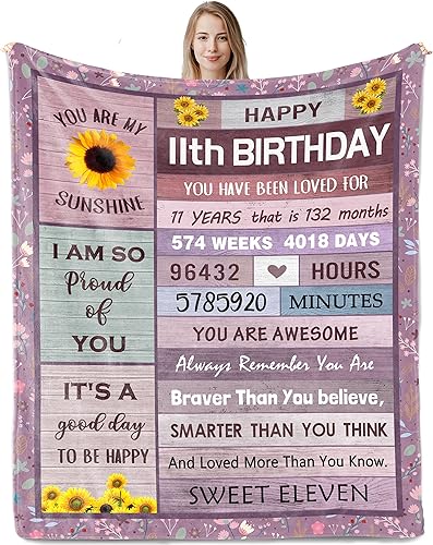 Nuritus Cadeau d'anniversaire pour fille de 11 ans, cadeau pour fille de 11 ans, cadeau de 11e anniversaire pour filles et garçons, meilleur cadeau pour filles 127 x 152,4 cm - Nail Gallerys