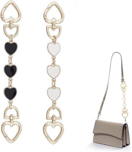 FIBOUND 2 Pièces Sangle de Chaîne d'Extension de Sac, Forme de Coeur Sac à Main Extender Strap, Forme de Cœur Chaine Sac a Main Chaîne de Rechange, pour Sac à Main, Portefeuille, Loisirs Créatifs - Nail Gallerys